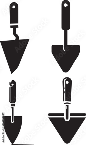 silhouette of clean vector trowel set isolated on white background 