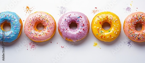 Colorful doughnuts topped w...