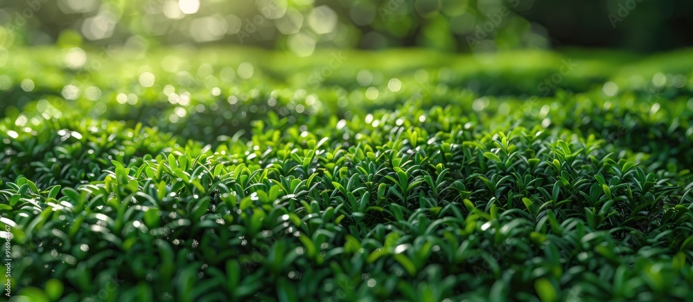 Close up detail of green artificial grass plant texture background with natural light on a sunny day. with copy space image. Place for adding text or design Close up detail of green artificial grass plant texture background with natural light on a sunny day. with copy space image. Place for adding text or design