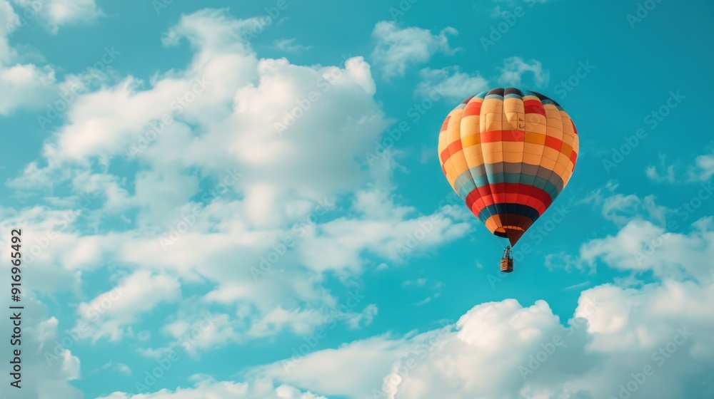 Fototapeta premium Hot Air Balloon Soaring Through The Sky