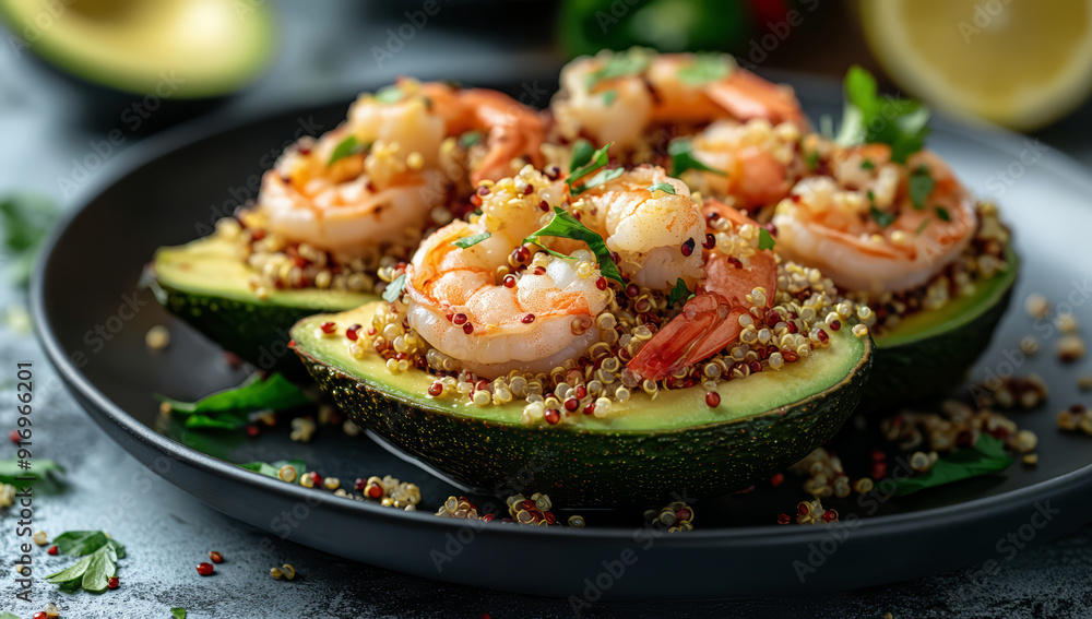 Stuffed avocado with quinoa and shrimp Stuffed avocado with quinoa and shrimp
