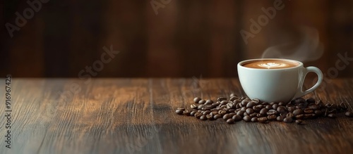 coffee beans and a cup of c...