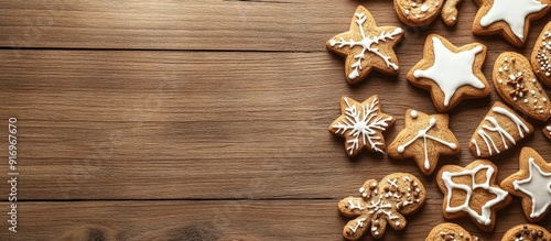 Christmas cookies on a wood...