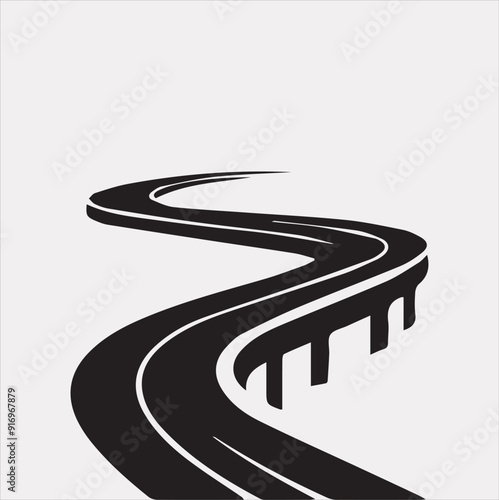 Road vector silhouette on a white background