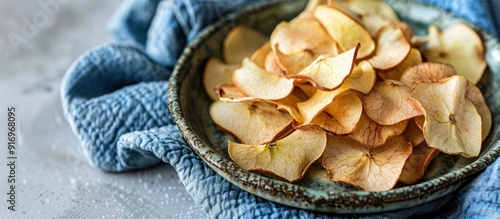Healthy apple chips on a ro...