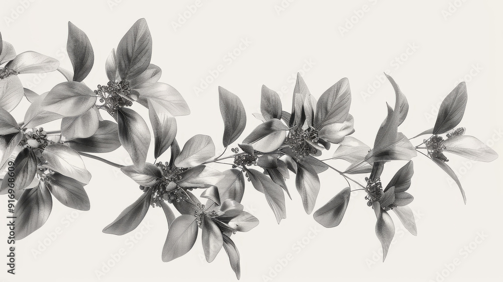 Fototapeta premium Clear plant drawings showing nature's beauty without backgrounds, made using 3D technology, for illustrations, digital compositions, and architecture visualization.