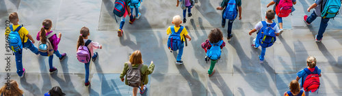 Wallpaper Mural Aerial view of group of children going to school. Back to school concept. Torontodigital.ca