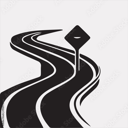 Road vector silhouette on a white background