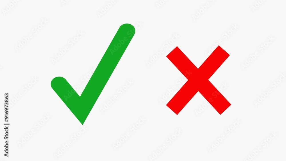 check mark and Cross icon animation with white background. yes no icon, Tick mark sign, approved, cross symbol, cancel, reject, accept, confirm, success, ok. check mark and Cross icon animation with white background. yes no icon, Tick mark sign, approved, cross symbol, cancel, reject, accept, confirm, success, ok.