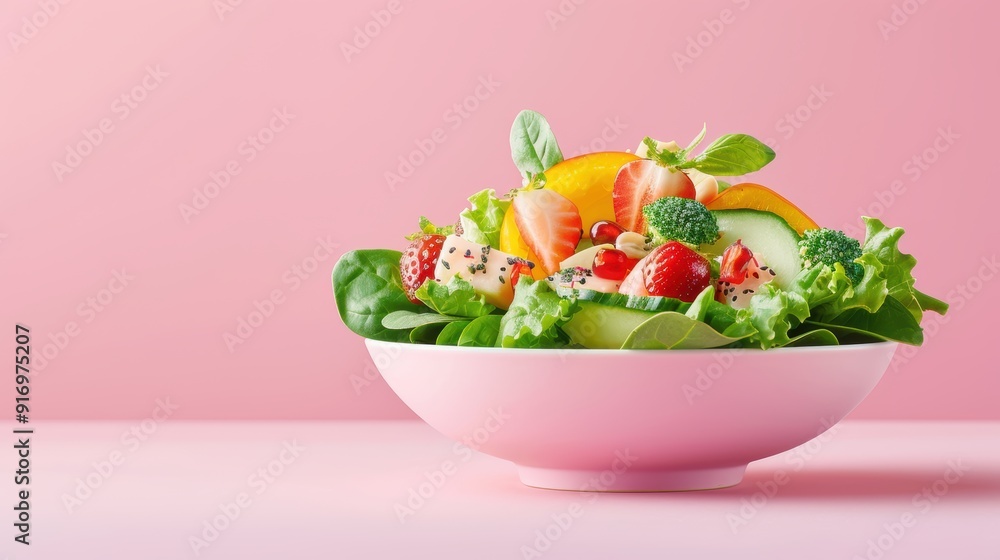 A colorful plate of food with a variety of vegetables, fruits, and healthy protein options. A colorful plate of food with a variety of vegetables, fruits, and healthy protein options.