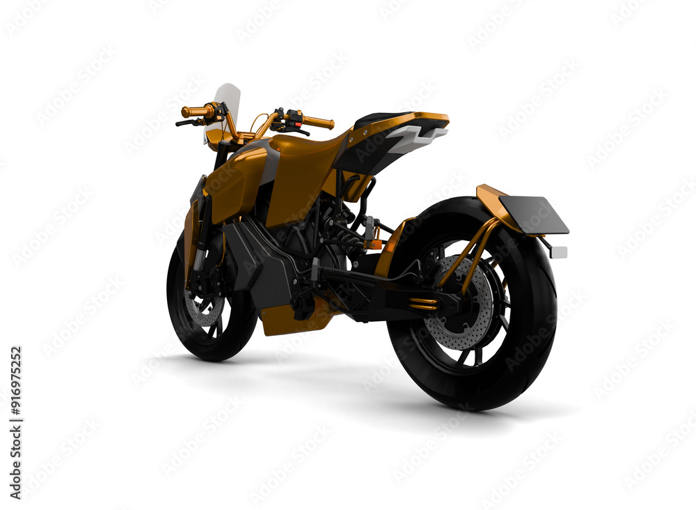 Yellow Gold sports bike motorcycle on a transparent background Yellow Gold sports bike motorcycle on a transparent background