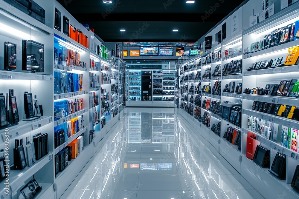 Hallway in a modern electronics store Hallway in a modern electronics store