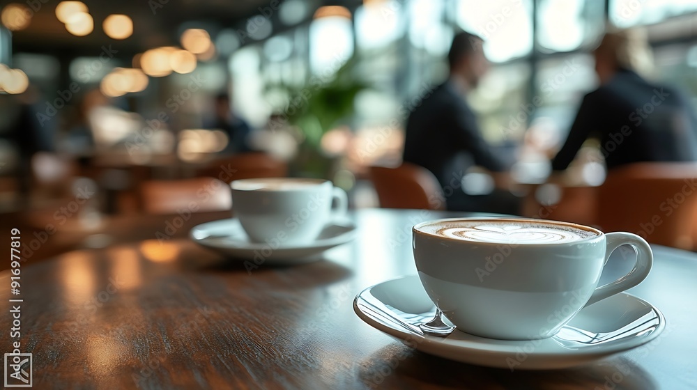 Business people having coffee break in office : Generative AI Business people having coffee break in office : Generative AI