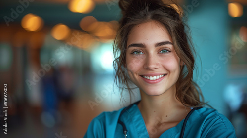 Happy Doctor or Nurse in Hospital Corridor Providing Professional and Compassionate Healthcare Free Download Happy Doctor or Nurse in Hospital Corridor Providing Professional and Compassionate Healthcare - GFXLoad