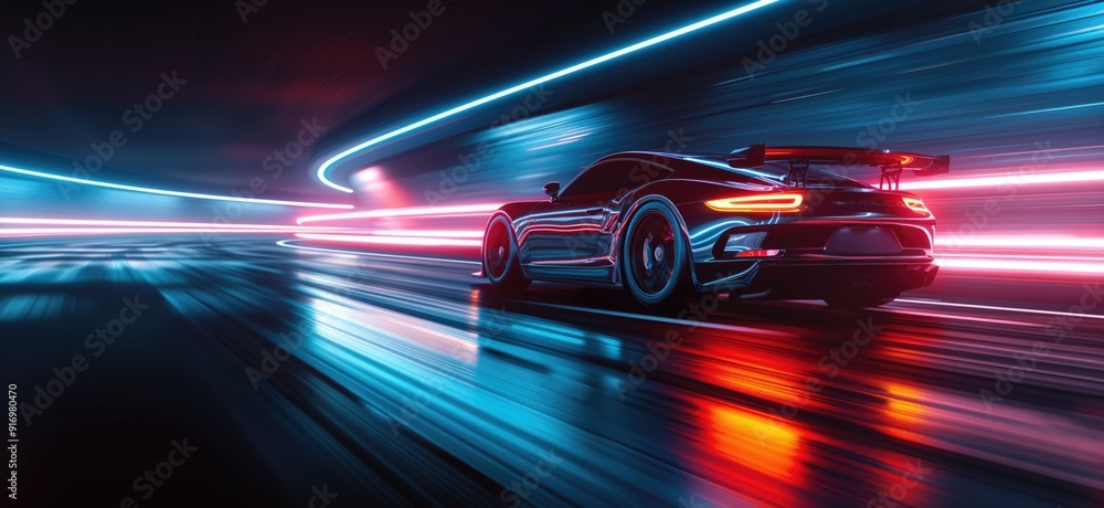 Fototapeta premium Race car wallpaper. Modern luxury sports car banner