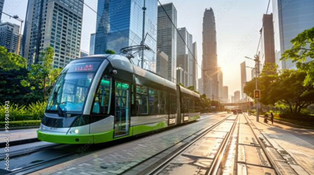 Naklejka premium Smart city infrastructure supporting green transport