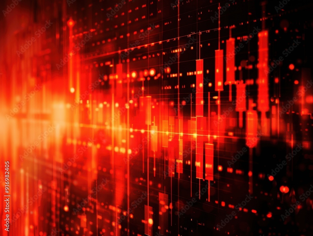Abstract representation of digital data in red tones with glowing elements Abstract representation of digital data in red tones with glowing elements