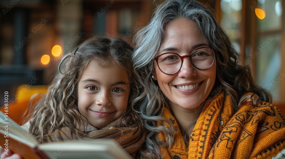 Mother and Daughter Cozy Reading Mother and Daughter Cozy Reading