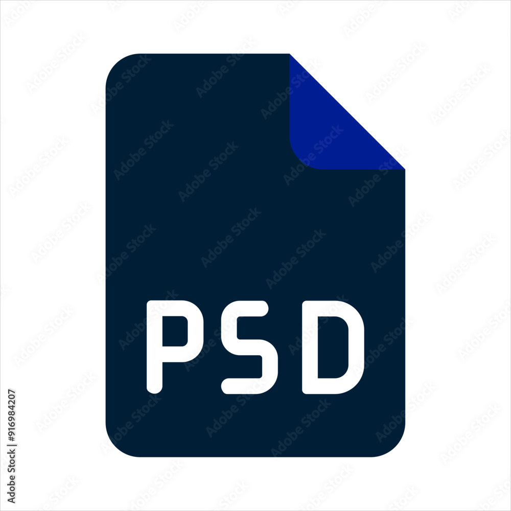 Vector illustration of a PSD format icon on a white background. Vector illustration of a PSD format icon on a white background.
