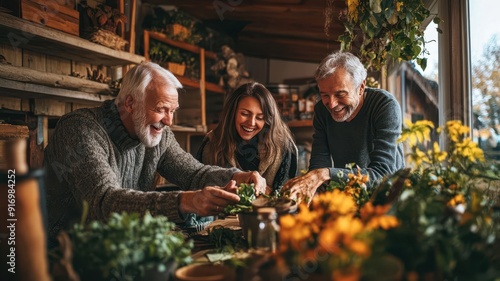 Joyful seniors and a young ...