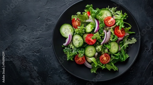 Fresh Salad on Black Plate