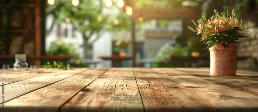 A wood table in a cafe or coffee shop background ideal for displaying or montaging items with copy space image available A wood table in a cafe or coffee shop background ideal for displaying or montaging items with copy space image available