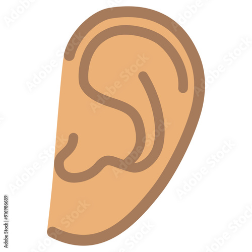 Ear Flat Icon Vector Illustration 