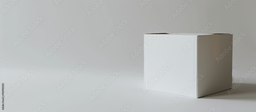 Textured white cardboard box on a white background with copy space image Textured white cardboard box on a white background with copy space image