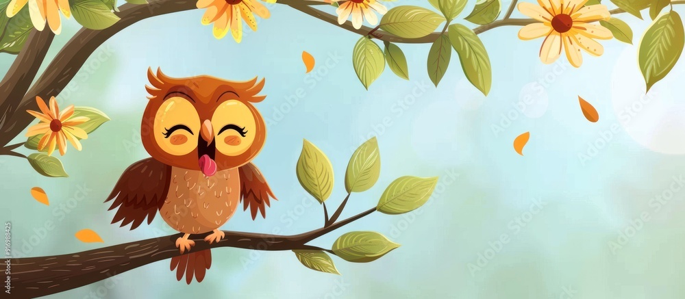 Cute Owl on a Branch Cute Owl on a Branch