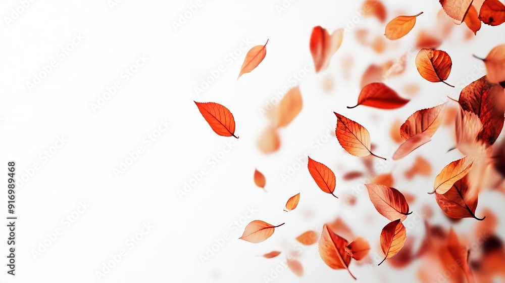 falling autumn leaves are highlighted on a white background : Generative AI falling autumn leaves are highlighted on a white background : Generative AI