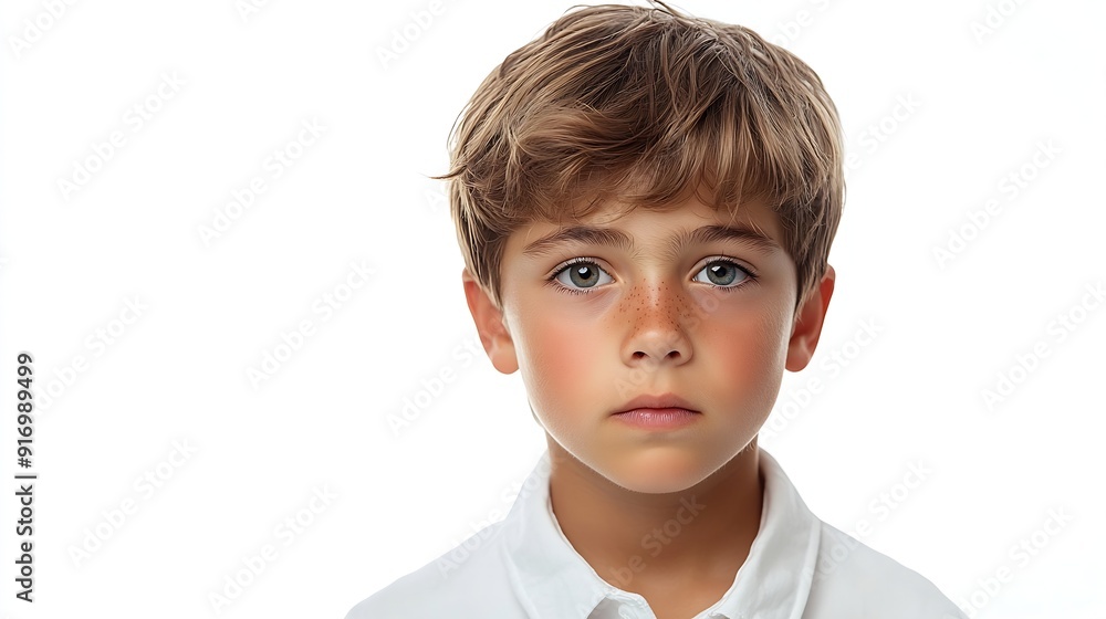 Elegant schoolboy looking at camera with confident facial expression showing off in front of camera to look cool for girls isolated on white background with copy space for your adverti : Generative AI Elegant schoolboy looking at camera with confident facial expression showing off in front of camera to look cool for girls isolated on white background with copy space for your adverti : Generative AI