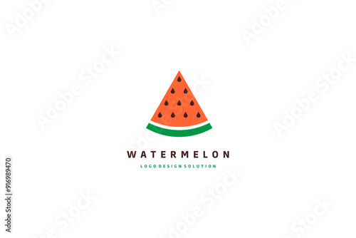 Template logo design solution with image piece of watermelon