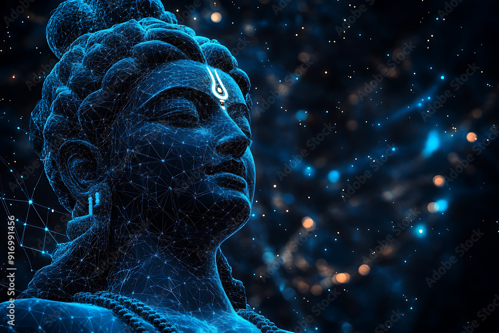 An abstract digital background featuring the revered figure of Lord Shiva set against the iconic landscape of Haridwar. An abstract digital background featuring the revered figure of Lord Shiva set against the iconic landscape of Haridwar.