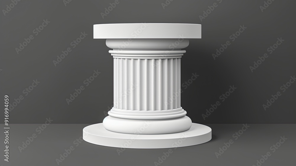 White pedestal column isolated on gray background. White pedestal column isolated on gray background.