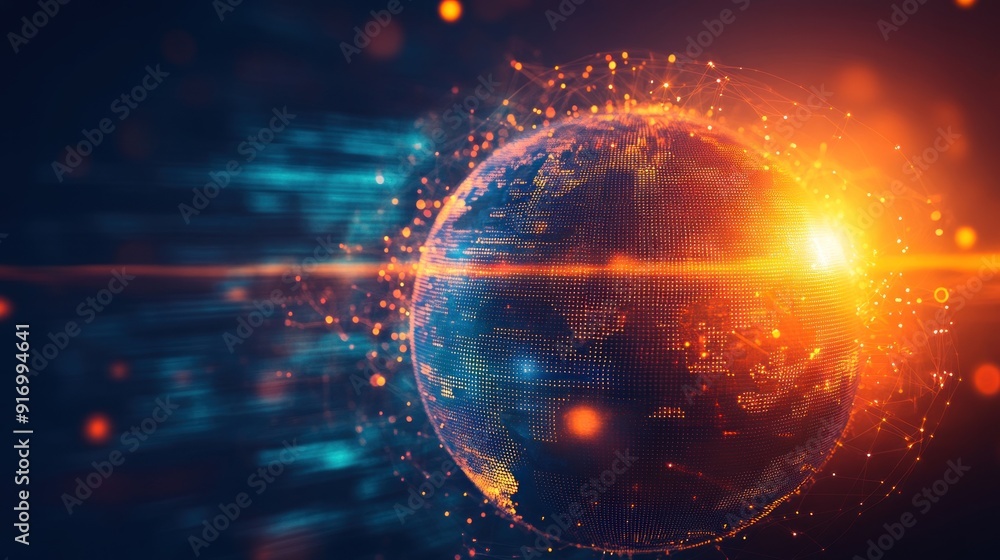 Obraz premium Digital Globe with Connection Lines