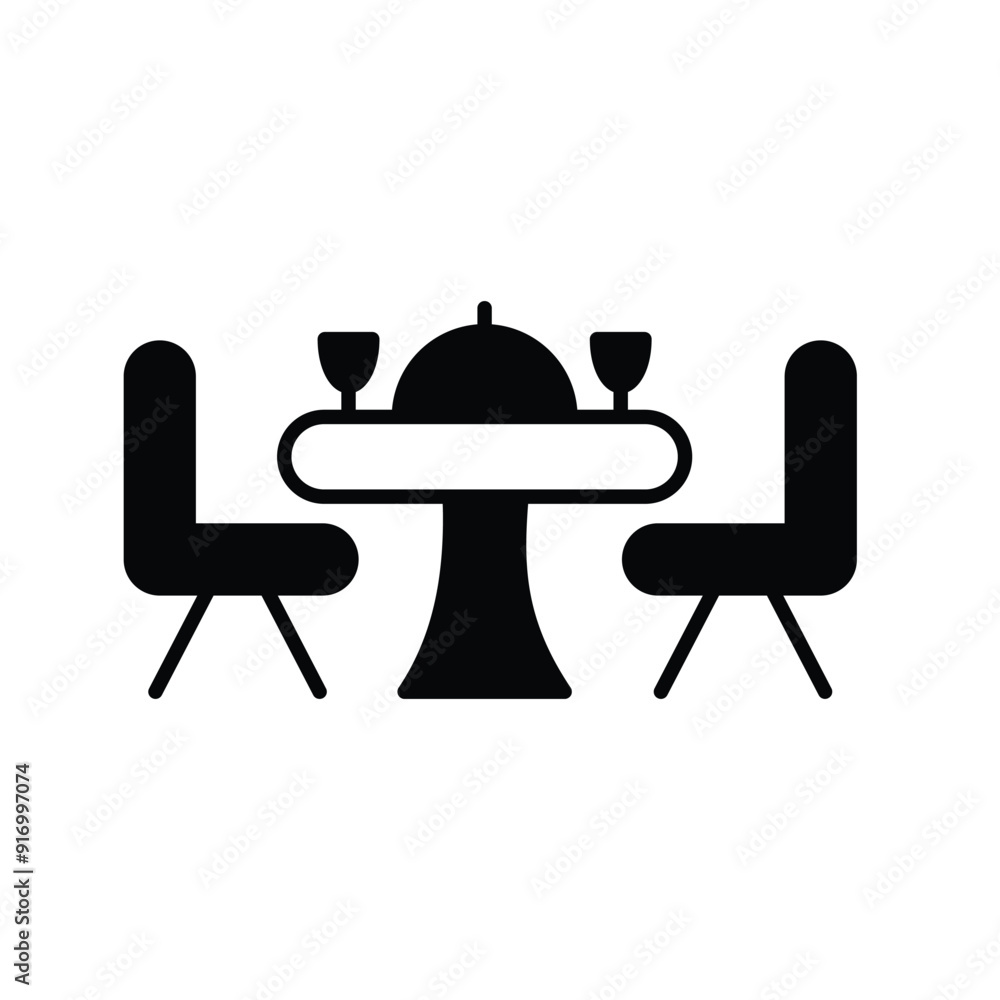 dinner table glyph icon with white background vector stock illustration dinner table glyph icon with white background vector stock illustration