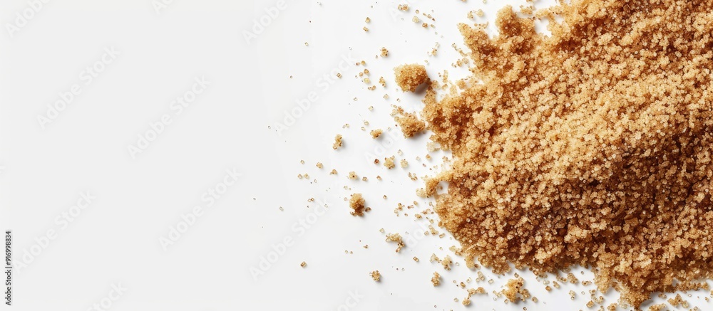 Java sugar also called organic brown palm sugar displayed on a white background for a copy space image Java sugar also called organic brown palm sugar displayed on a white background for a copy space image
