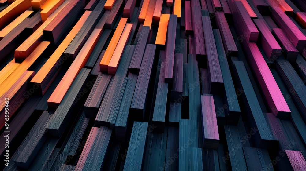 Obraz premium Abstract background with colorful, textured, 3D rectangular shapes.