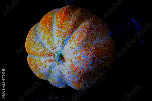 yellow melon lies on a tableon a dark background photo