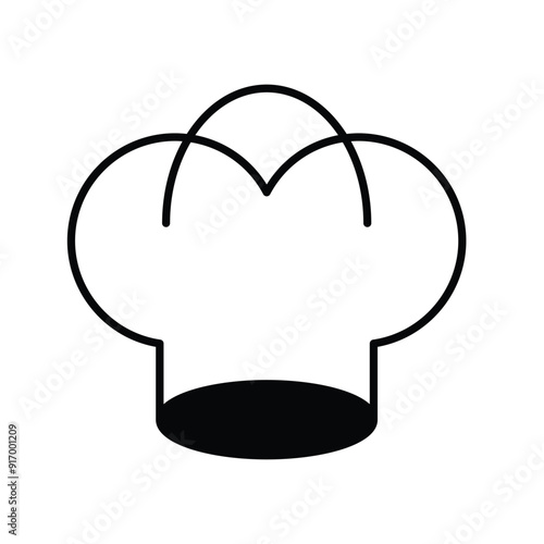chef cap glyph icon with white background vector stock illustration