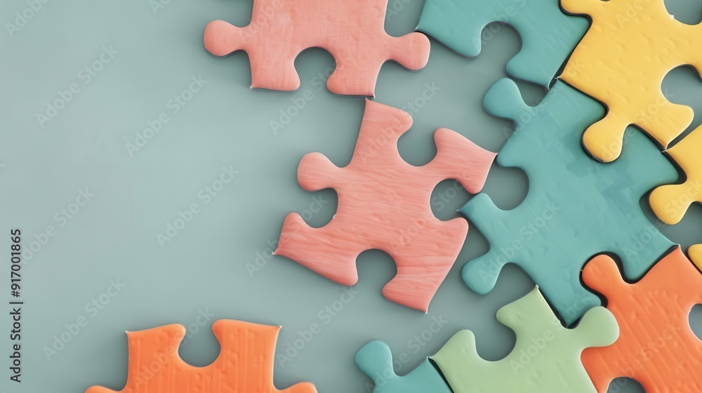 Fototapeta premium Puzzle enthusiasts, focused on intricate design, hobby club, Watercolor style