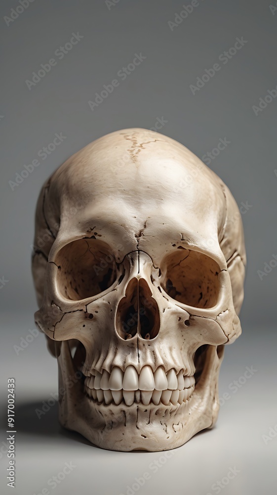 Obraz premium human skull front view in studio light , clean isolated background