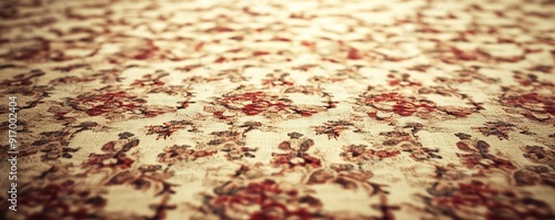 Vintage floral pattern fabric with soft lighting. photo