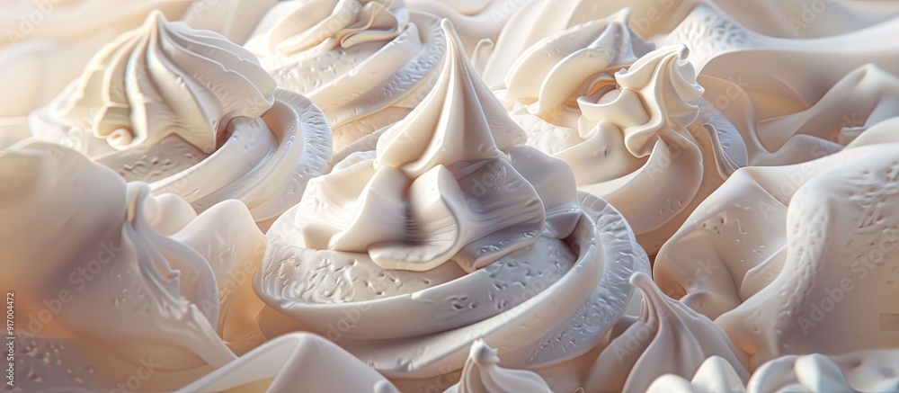 Close up of delectable meringue cookies on a bright backdrop with room for adding text next to the image. Copy space image. Place for adding text and design Close up of delectable meringue cookies on a bright backdrop with room for adding text next to the image. Copy space image. Place for adding text and design