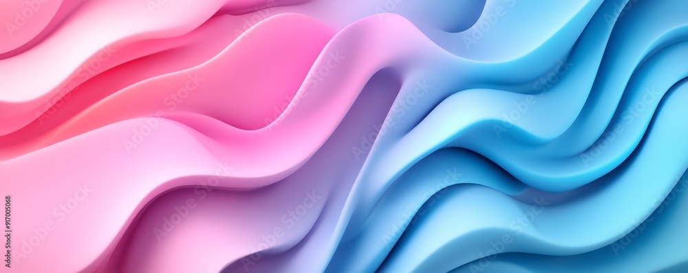 Fototapeta premium Abstract background with pink and blue wavy textures.