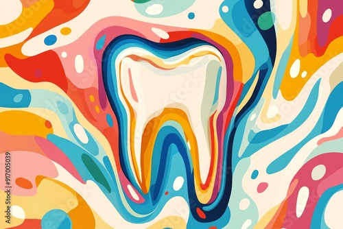 Colored abstract tooth illustration for creative projects. Beautiful design for dental care advertising