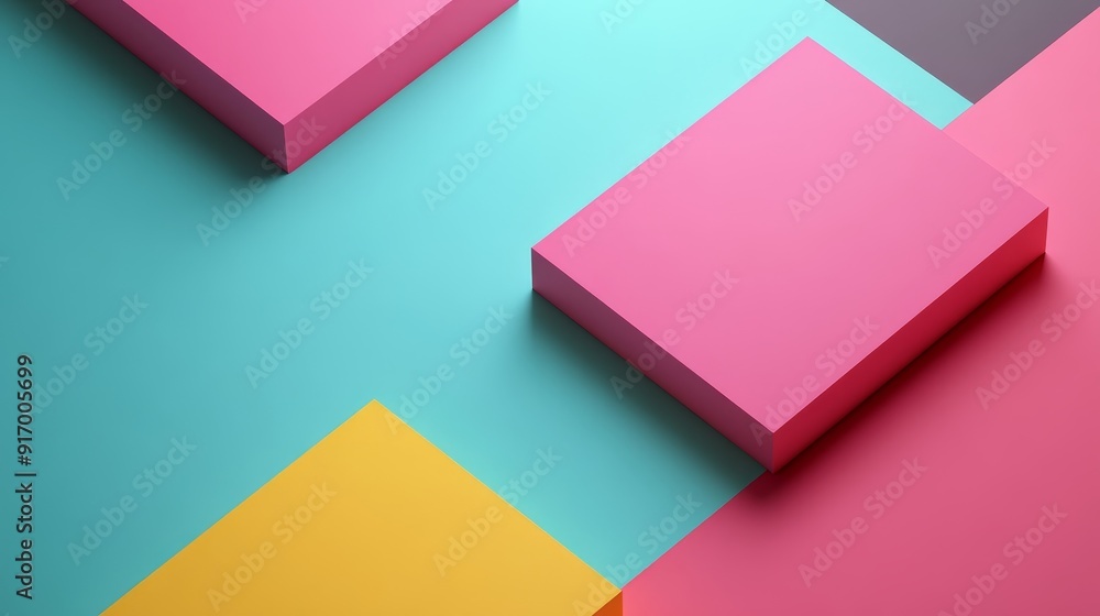 Abstract geometric background with pink, yellow, and teal squares. Minimalist design. Perfect for modern, clean aesthetic. Abstract geometric background with pink, yellow, and teal squares. Minimalist design. Perfect for modern, clean aesthetic.
