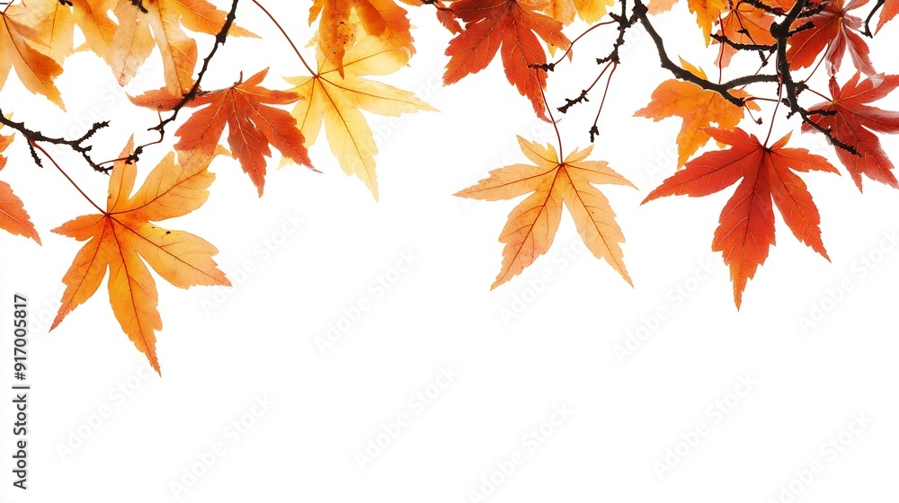 autumn background with yellow red brown maple leaves Branch with colorful autumn foliage autumntime fall season isolated on white background cut out : Generative AI autumn background with yellow red brown maple leaves Branch with colorful autumn foliage autumntime fall season isolated on white background cut out : Generative AI