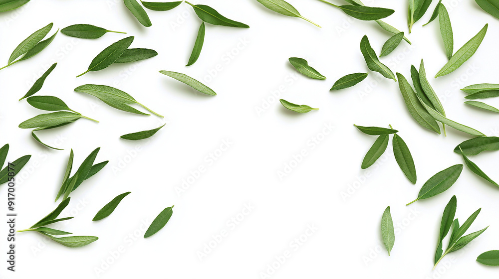 tarragon leaves isolated on white background