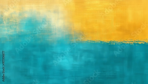 Abstract Background in Golden and Teal Colors with Vintage, Grunge Texture and Grainy Effect